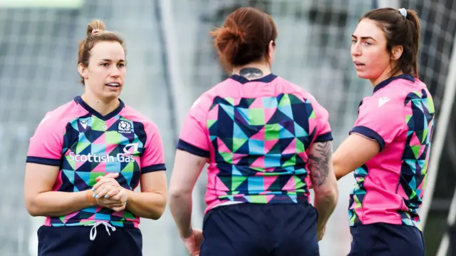 Wassell (right) with fellow Lightning teammates Malcolm and Belisle in Scotland training