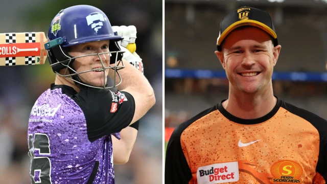 A split graphic of Hobart Hurricanes' Mitch Owen and Jason Behrendorff of Perth Scorchers
