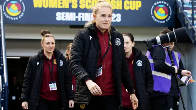 Chelsie Watson arrives at Hampden during 2023 Scottish Cup semi-final