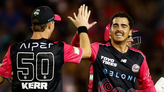 Joel Davies celebrates wicket