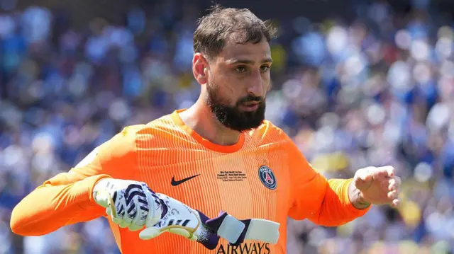 Gianluigi Donnarumma looks on for Paris St-Germain