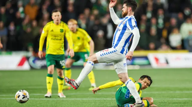 Celtic Reo Hatate's challenge on Kilmarnock Liam Donnelly