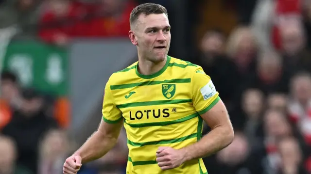 Ben Gibson playing for Norwich City