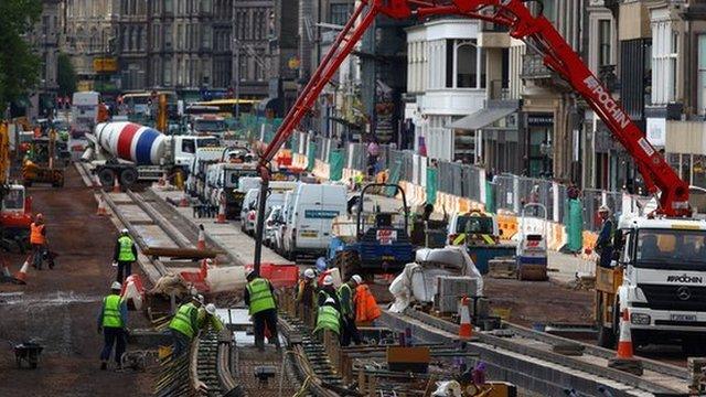 Work on the Edinburgh tram project on Princes Street in 2009