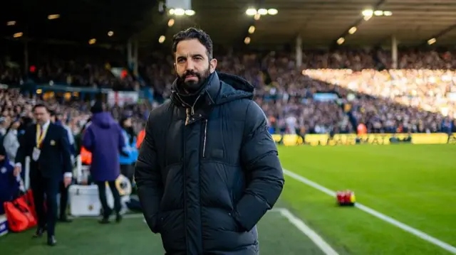 Ruben Amorim at Elland Road for what turned out to be his last game as Manchester United head coach