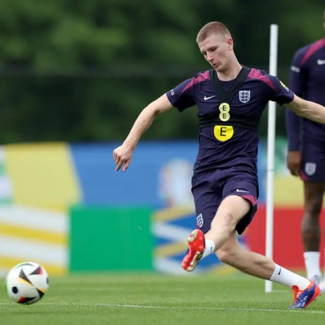 Adam Wharton in action during England training