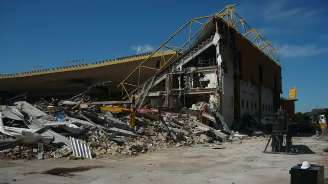 A picture of the North Bank coming down
