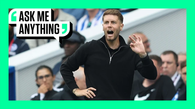 Brighton head coach Fabian Hurzeler shouting on the touchline