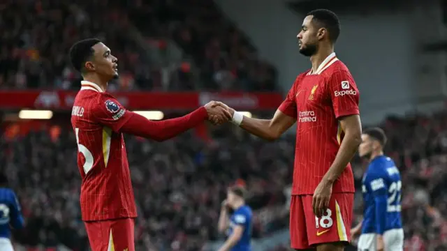 Liverpool players celebrate their win against Ipswich