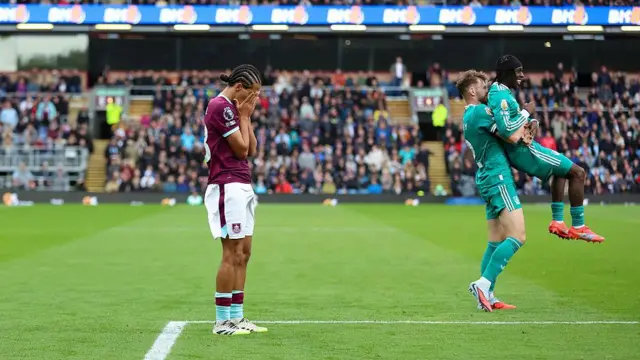 Hannibal Mejbri of Burnley reacts after conceding a penalty for Burnley against Liverpool