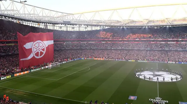 A general view insider Emirates Stadium before the Champions League semi-final between Arsenal and Paris St-Germain