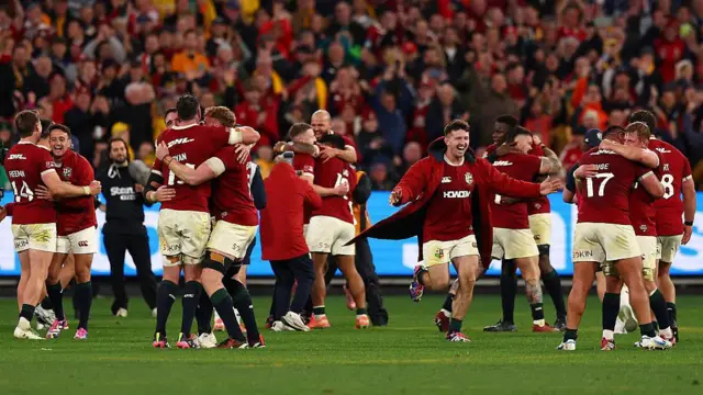 Players at full-time. They seek to claim a series clean sweep next week.