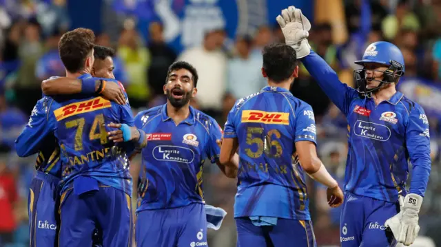 Mumbai Indians celebrate a wicket