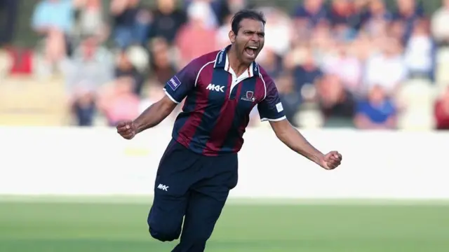 Muhammad Ullah celebrates bowling his team to victory