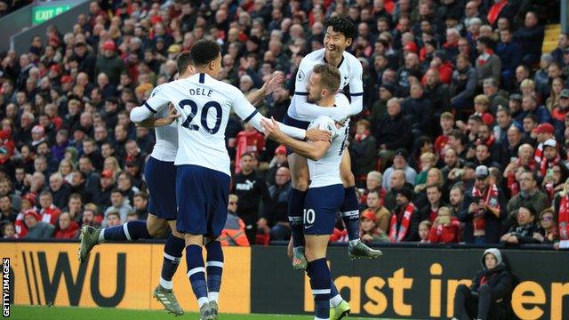 Tottenham players celebrating