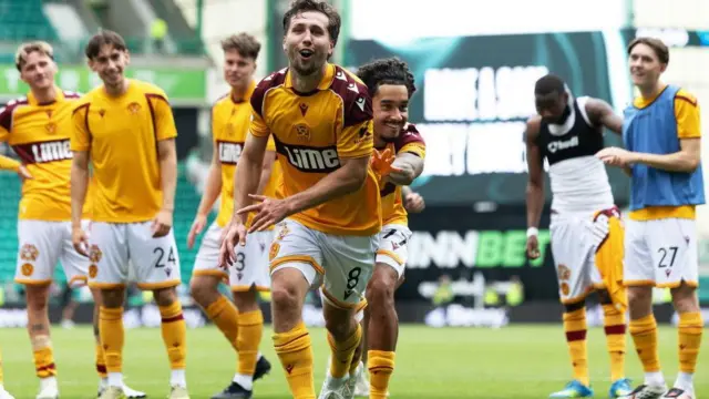 Lukas Fadinger leads Motherwell's celebrations