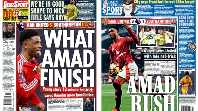 Daily Star and Express back page