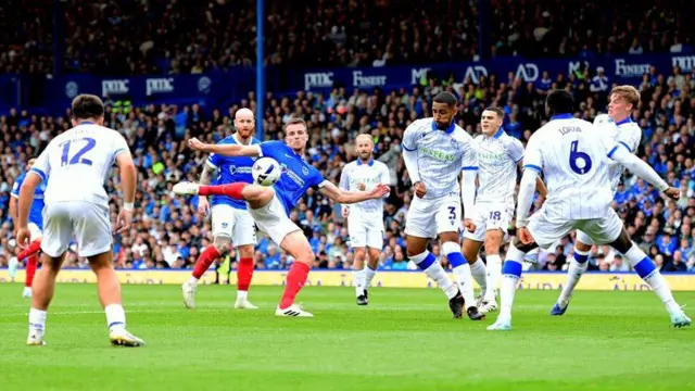 Conor Shaughnessy has an attempt at goal against Sheffield Wednesday