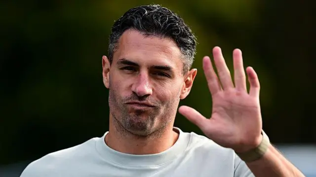 Fabian Schar arrives for the first day of pre-season