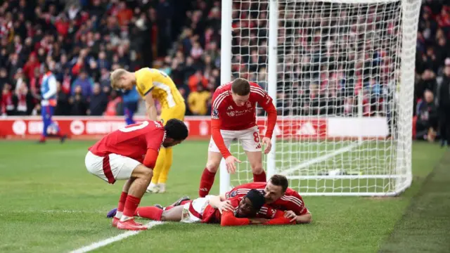 Nottingham Forest players celebrating