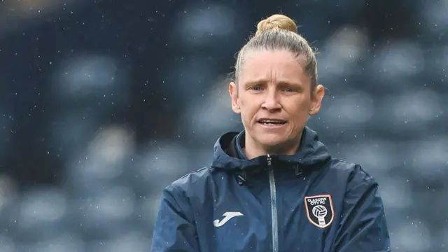 Glasgow City head coach Leanne Ross during a SWF Scottish Cup Semi-Final between Glasgow City and Motherwell at Hampden Park