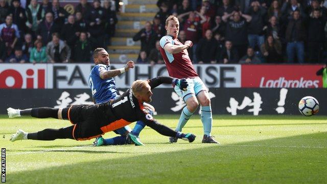 Chris Wood reached double figures in the Premier League by scoring against his old club