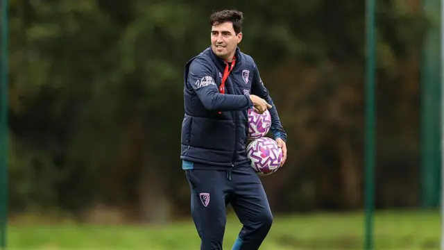 Bournemouth head coach Andoni Iraola during a training session