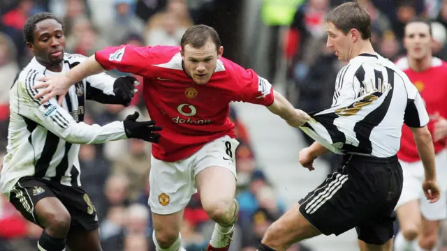 Wayne Rooney in action for Manchester United against Newcastle United