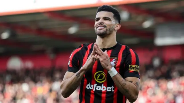 Dominic Solanke celebrates scoring for Bournemouth