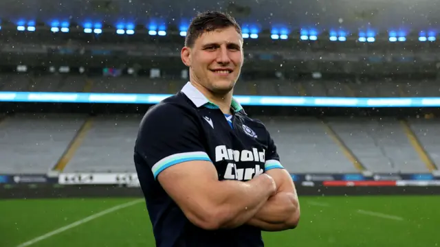 Rory Darge poses for photographs at Eden Park