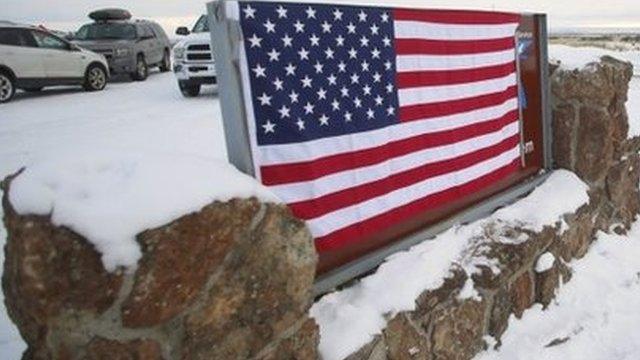 US flag outside wildlife reserve in Oregon