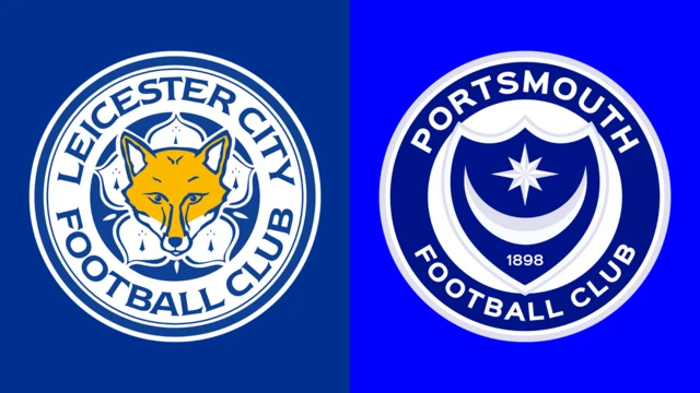 Side-by-side of Leicester City and Portsmouth club badges