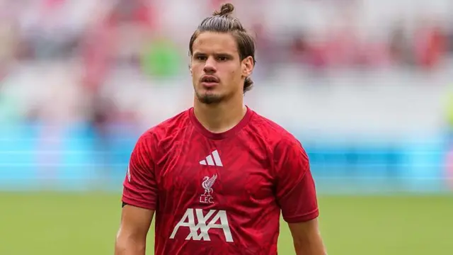 Milos Kerkez of Liverpool walks off the pitch during the pre-season friendly match between Liverpool FC and Sunderland AFC at GEODIS Park in Nashville, Tennessee. 