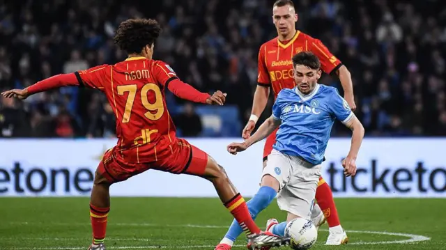 Napoli's Billy Gilmour in action against Lecce