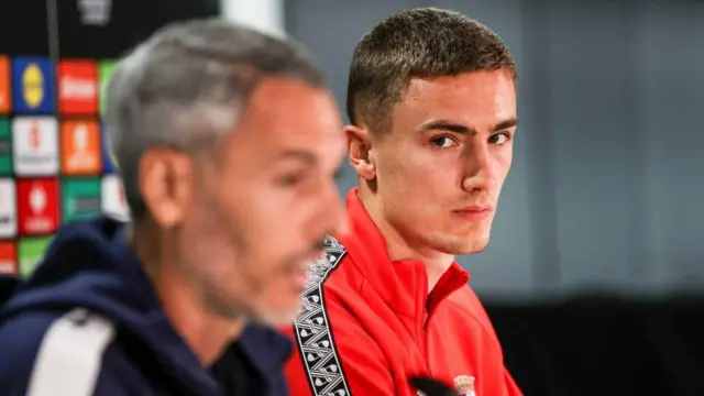 Braga head coach Carlos Vicens and Gustaf Lagerbielke