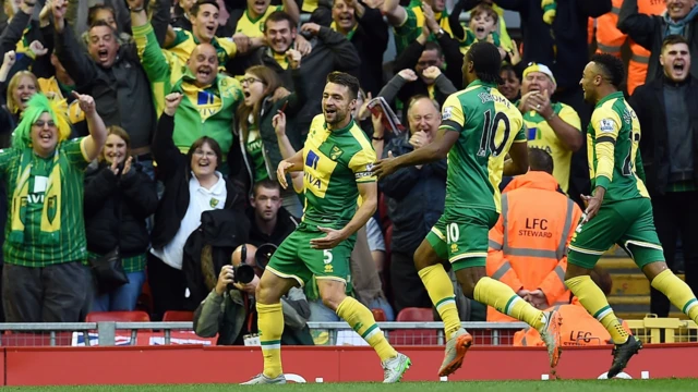 Russell Martin celebrating at Anfield