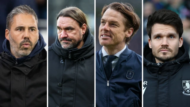 QPR boss Marti Cifuentes, Leeds United's Daniel Farke, Scott Parker of Burnley and Sheffield Wednesday head coach Danny Rohl