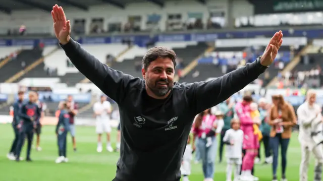 Vitor Matos waves to fans after Swansea's win over Charlton