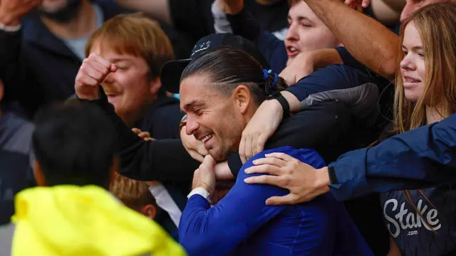 Jack Grealish with Everton fans
