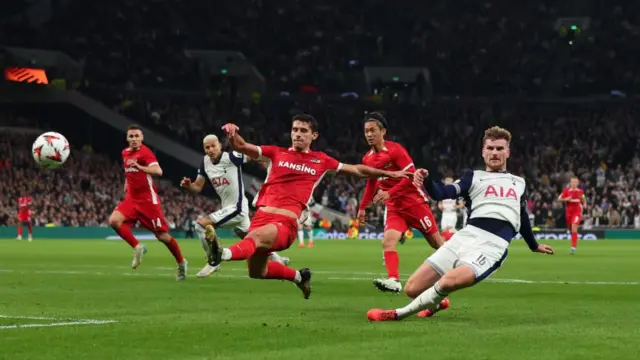 Timo Werner shoots wide