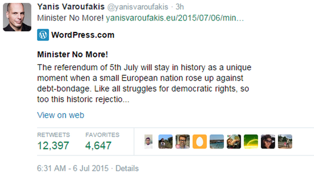 Yanis Varoufakis tweet