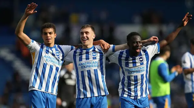 Brighton players celebrating against Newcastle