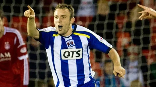 Midfielder Liam Kelly celebrates scoring for Killie in 2012