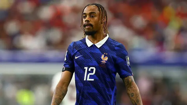 Bradley Barcola of France looks on during the FIFA World Cup 2026 Semi Final match between France and Spain at Dallas Stadium on July 14, 2026. 