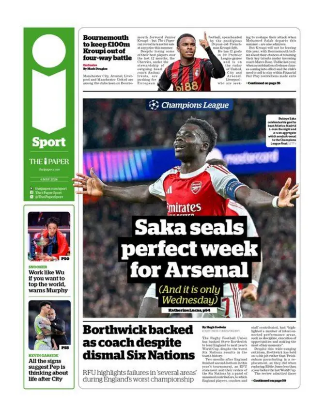 Saka seals perfect week for Arsenal - Bukayo Saka celebrates