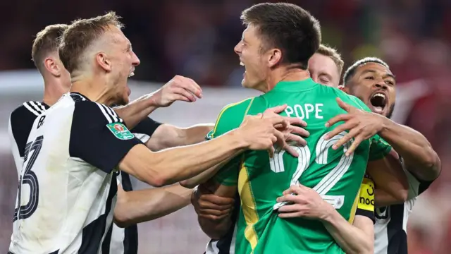 Newcastle players celebrate