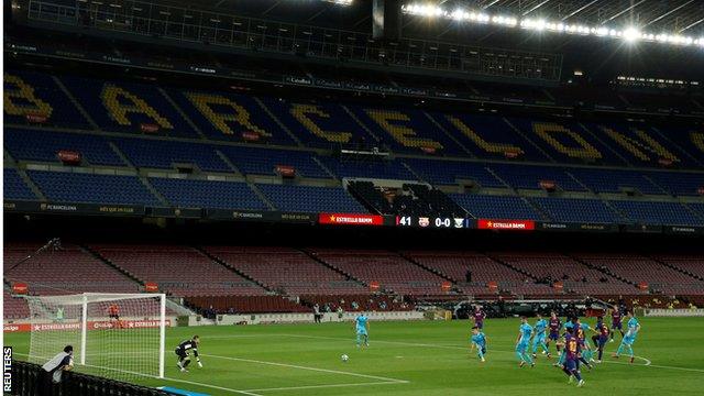 This was Barcelona's first match at the Nou Camp since La Liga resumed after it was suspended due to the coronavirus pandemic