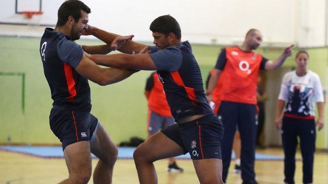 England players in training