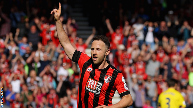 Bournemouth's Marc Pugh celebrates scoring against Middlesbrough