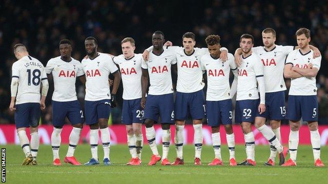 Tottenham players during a penalty shootout